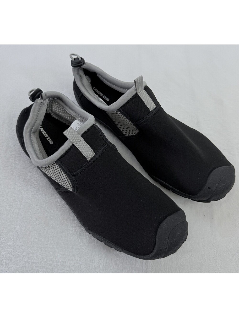 Lands End Water Shoes 11 Womens Black Gray Slip On Swimming EXC